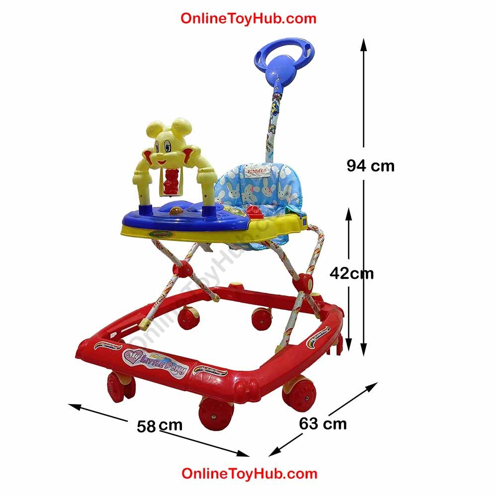 pioneer Pony Baby Walker Red Yellow with handle-2q