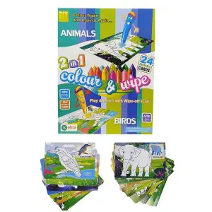 2 in 1 Colour And Wipe Animals And Birds Preschool Learning Game-Ekta