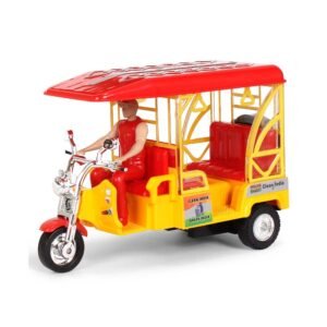 Centy E- Rickshaw Pull Back Toy Model - Red & Yellow
