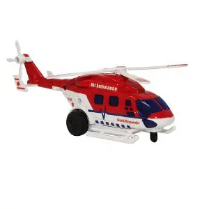 Helicopter Air Ambulance Pull Back Action Centy Plastic - Red White