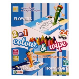 2 in 1 Colour And Wipe Flowers and Transport Preschool Learning Game - Ekta