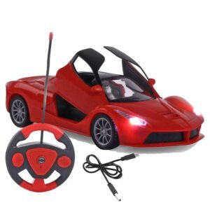 Super Racing High Speed Car with Openable Doors Ferrari Model | Remote Control Rechargeable Car With 1:16 Scale and 3D Lights And With Steering Wheel Remote