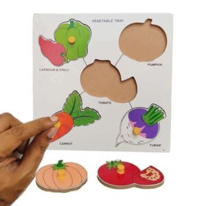 Wooden Vegetables Puzzle with Knob Learning Educational Toy Set for Kids - Smart Educational Set