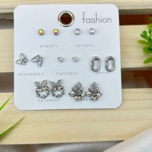 7 Design Mixed Earrings Silver CE34