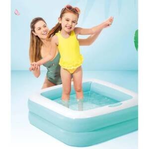 Baby Pool cum Bath Tub Square Shaped Inflatable 34" by 34" Blue - Intex