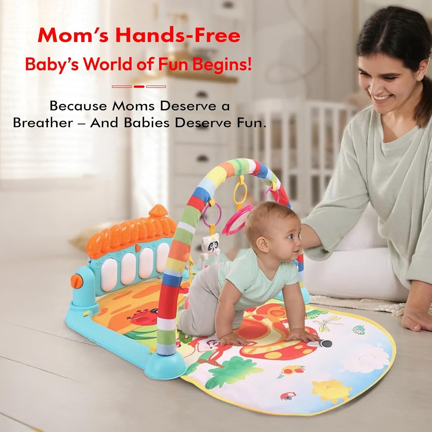 Musical Keyboard Mat Piano _ Baby Gym & Fitness Rack Piano _ Baby Play Mat _ Fitness Rack with Hanging Rattles _ Lights & Musical Keyboard _ Gift for Babies & Kids 4