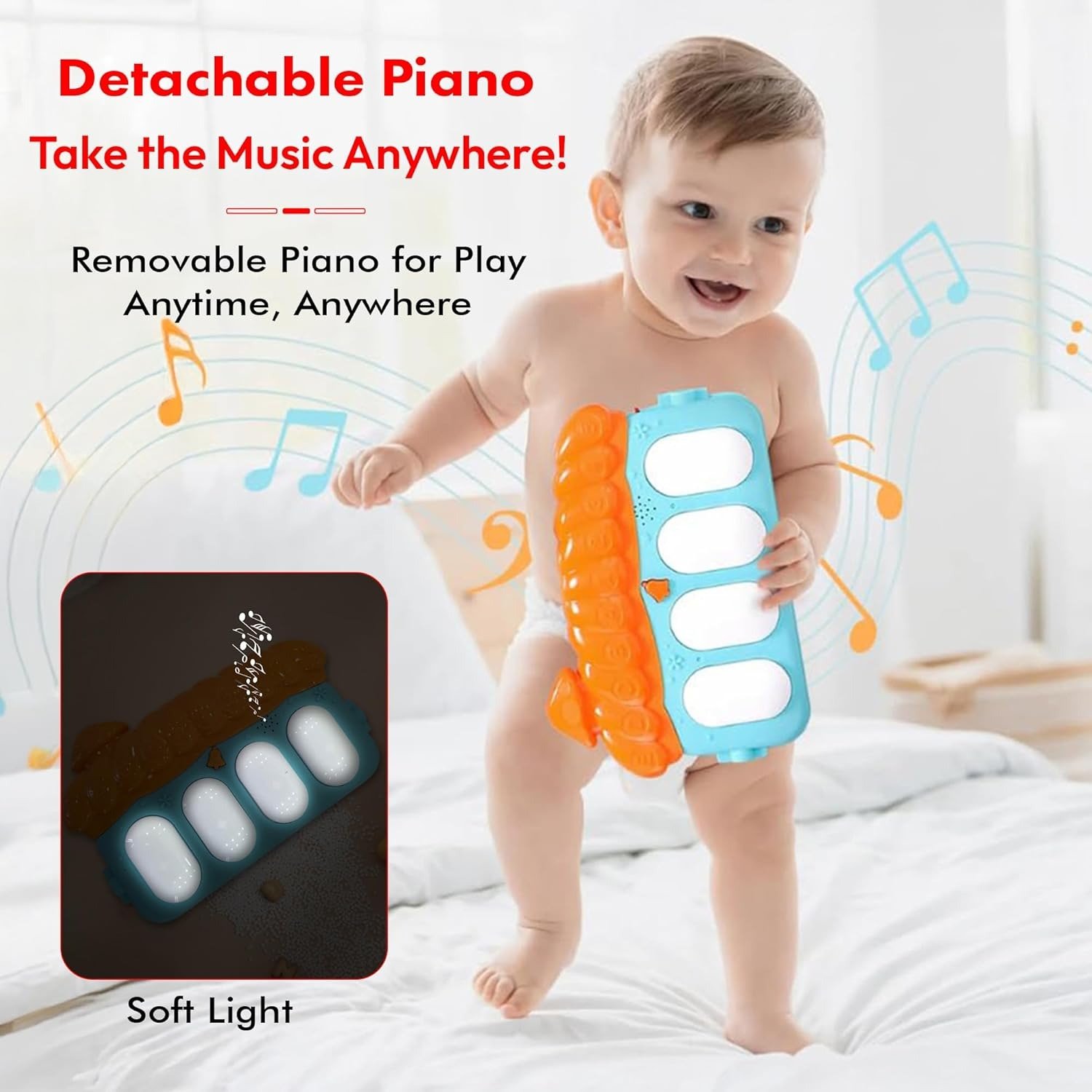 Musical Keyboard Mat Piano _ Baby Gym & Fitness Rack Piano _ Baby Play Mat _ Fitness Rack with Hanging Rattles _ Lights & Musical Keyboard _ Gift for Babies & Kids 8