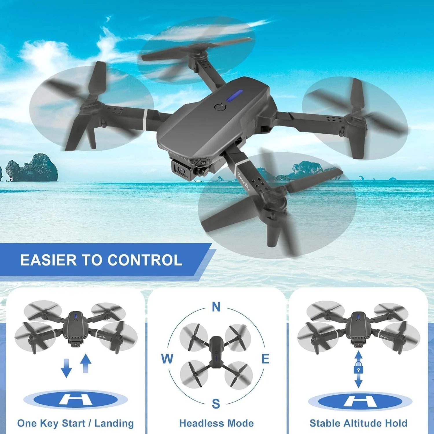 E88 Pro Drone With Dual Camera 2 Batteries Toy For Kids (1)
