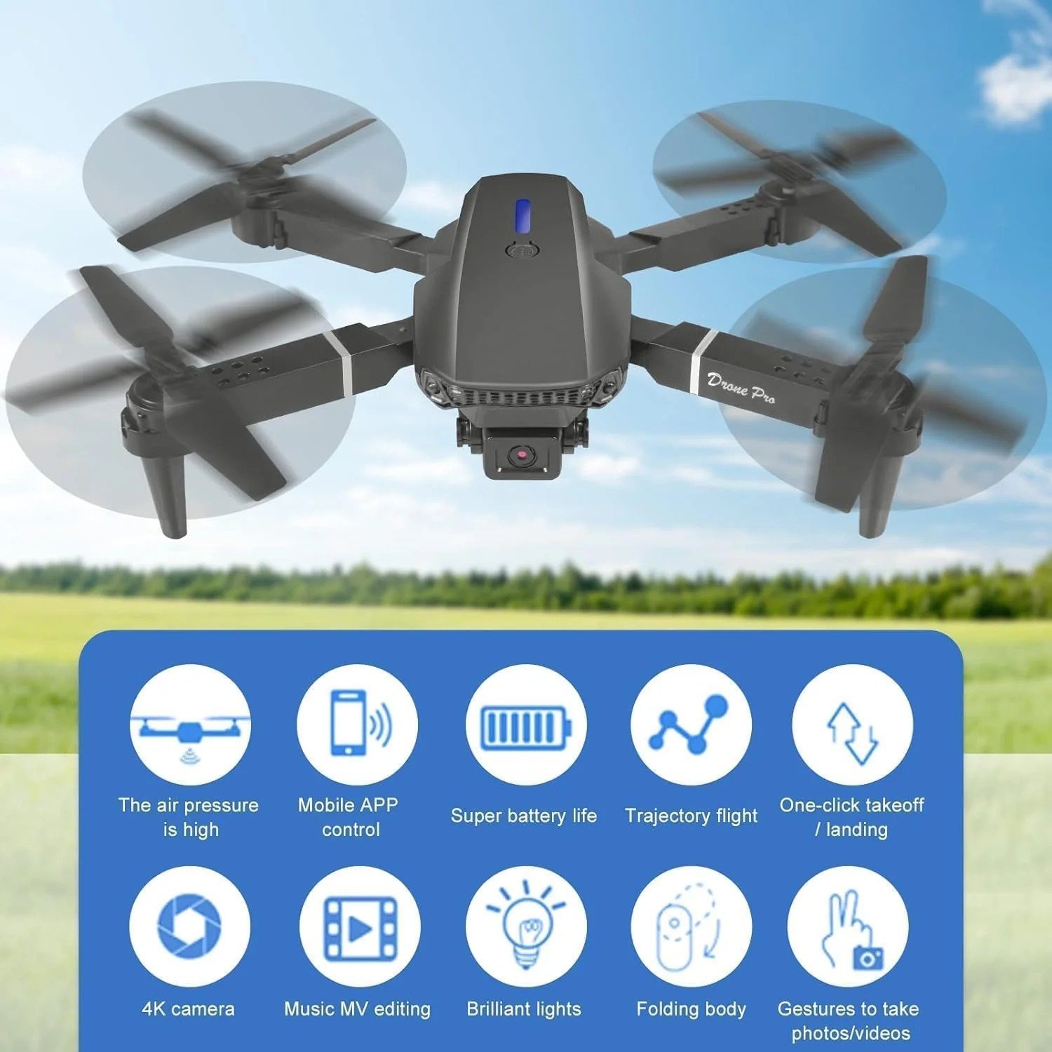 E88 Pro Drone With Dual Camera 2 Batteries Toy For Kids